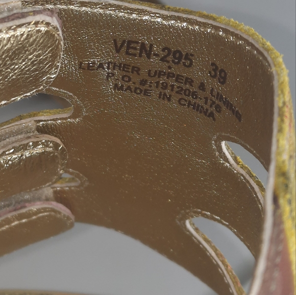 ALEGRIA Enmeshed Slide Sandals Floral Gold Peach Sage Green Tan EU 39 US 9 - Picture 8 of 11